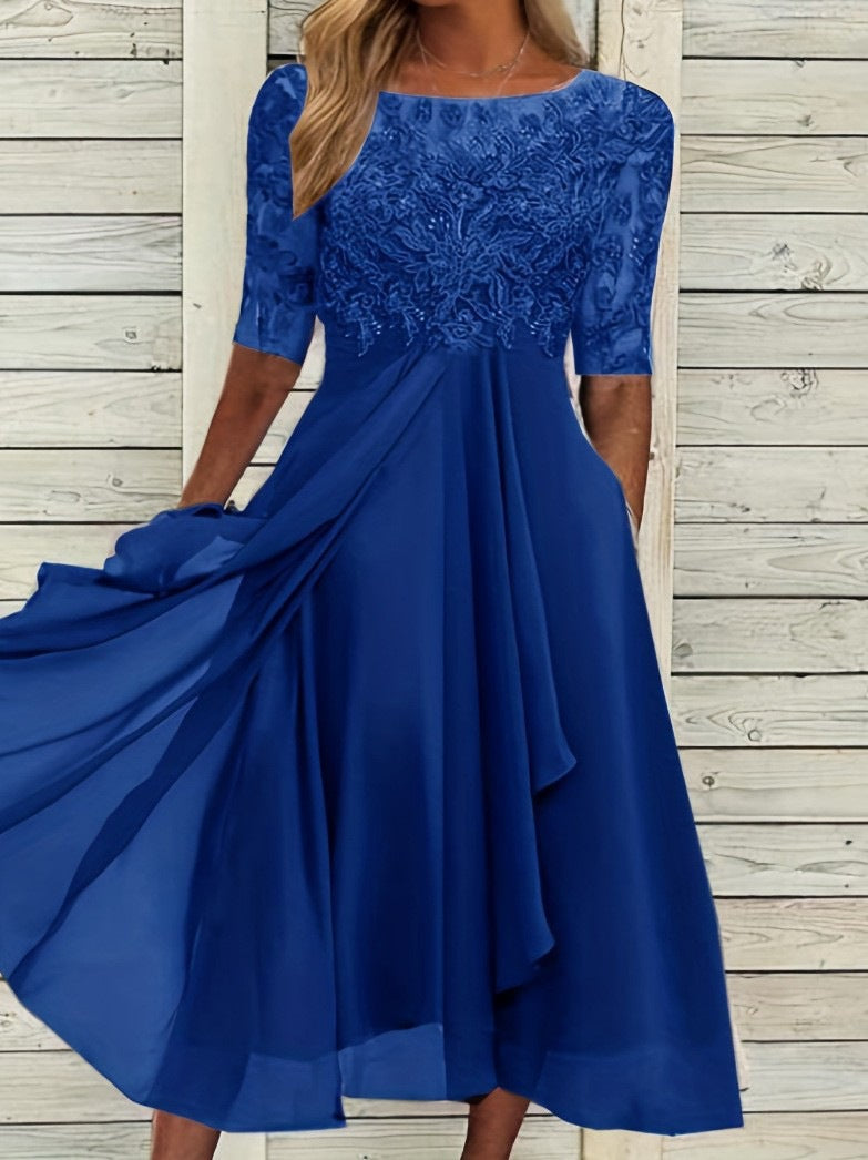 Women's Dress Chiffon Stitching Lace Long Bridesmaid Dresses