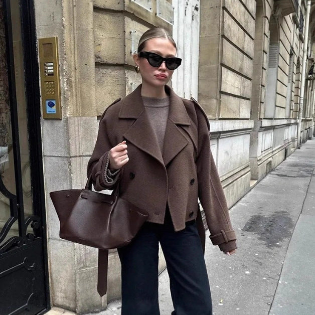 Women's Woolen Elegant Comfortable Collar Long Sleeve Coats