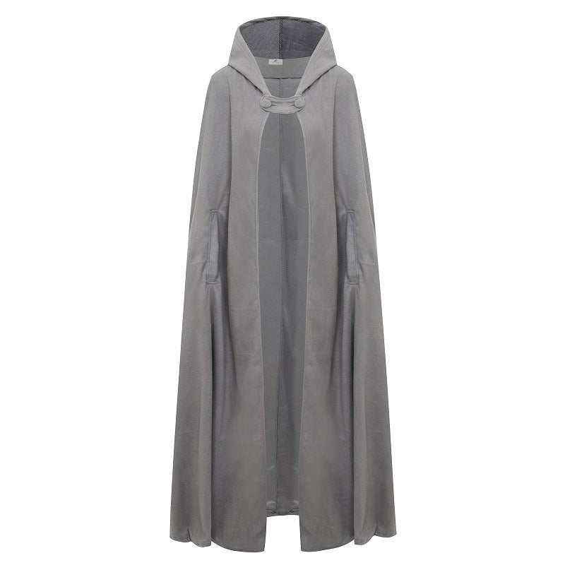 Women's Four-color Hooded Shawl Lengthened Cape Three-quarter Coats