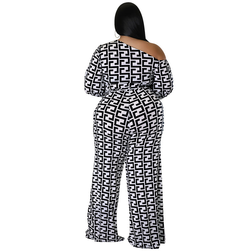 Women's Fashion Casual Printing Long Sleeve Jumpsuits