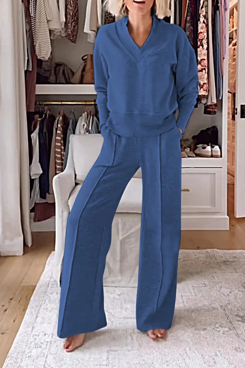 Autumn Casual Long Sleeve Loose Wide Leg Suits