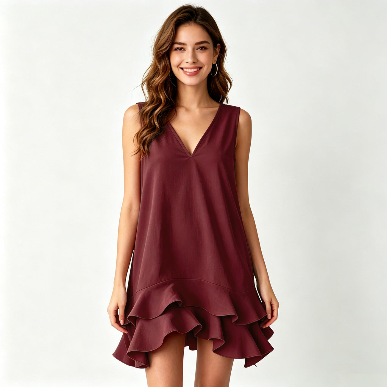 Women's Summer Comfort Casual Sleeveless Ruffled Dress