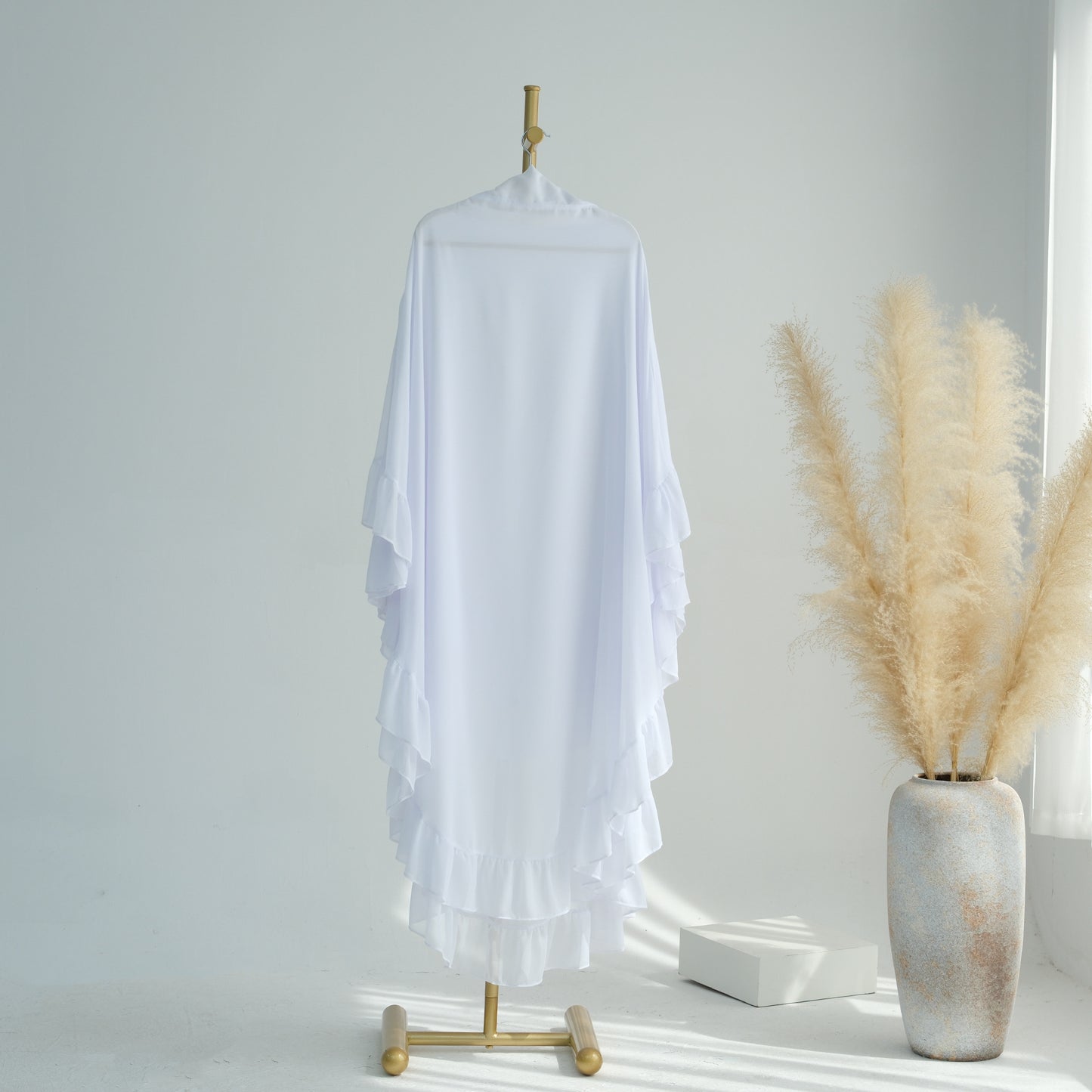 Ruffled Big Swing Headscarf Solid Color Dresses