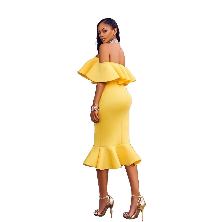 Women's Large Popular Ruffled Sexy Autumn Dress