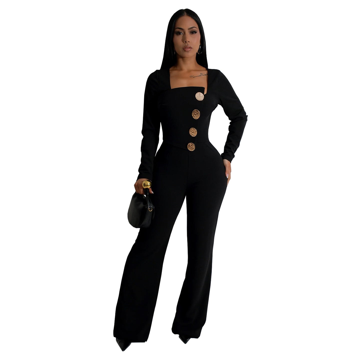 Women's Fashion Wear Long Sleeve Arm Covering Trousers Jumpsuits