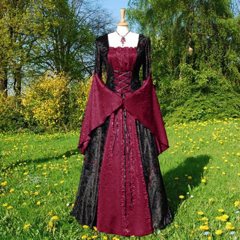Women's Medieval Retro Court Party Long Stage Dress