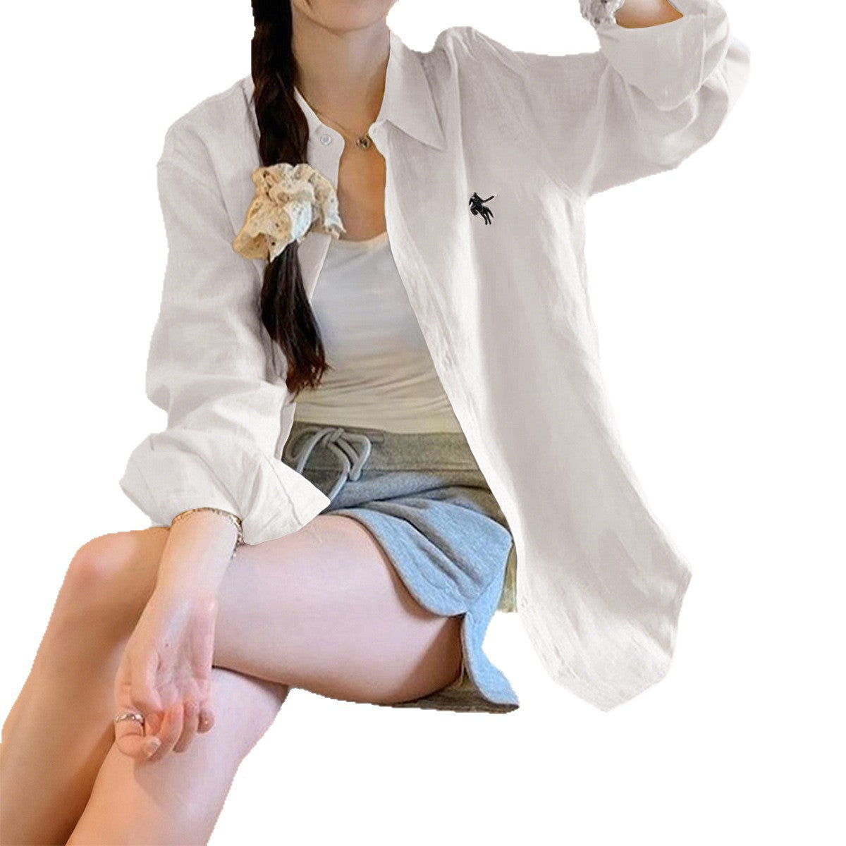 Women's Casual Vacation Style High-grade Solid Color Blouses