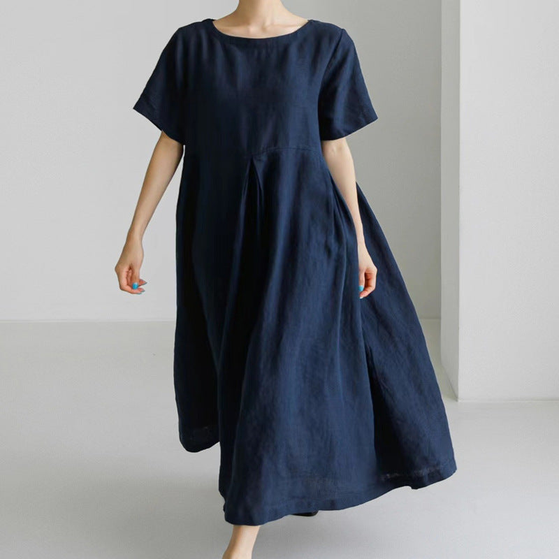 Women's Dress Fat Korean Style Cotton Linen Dresses