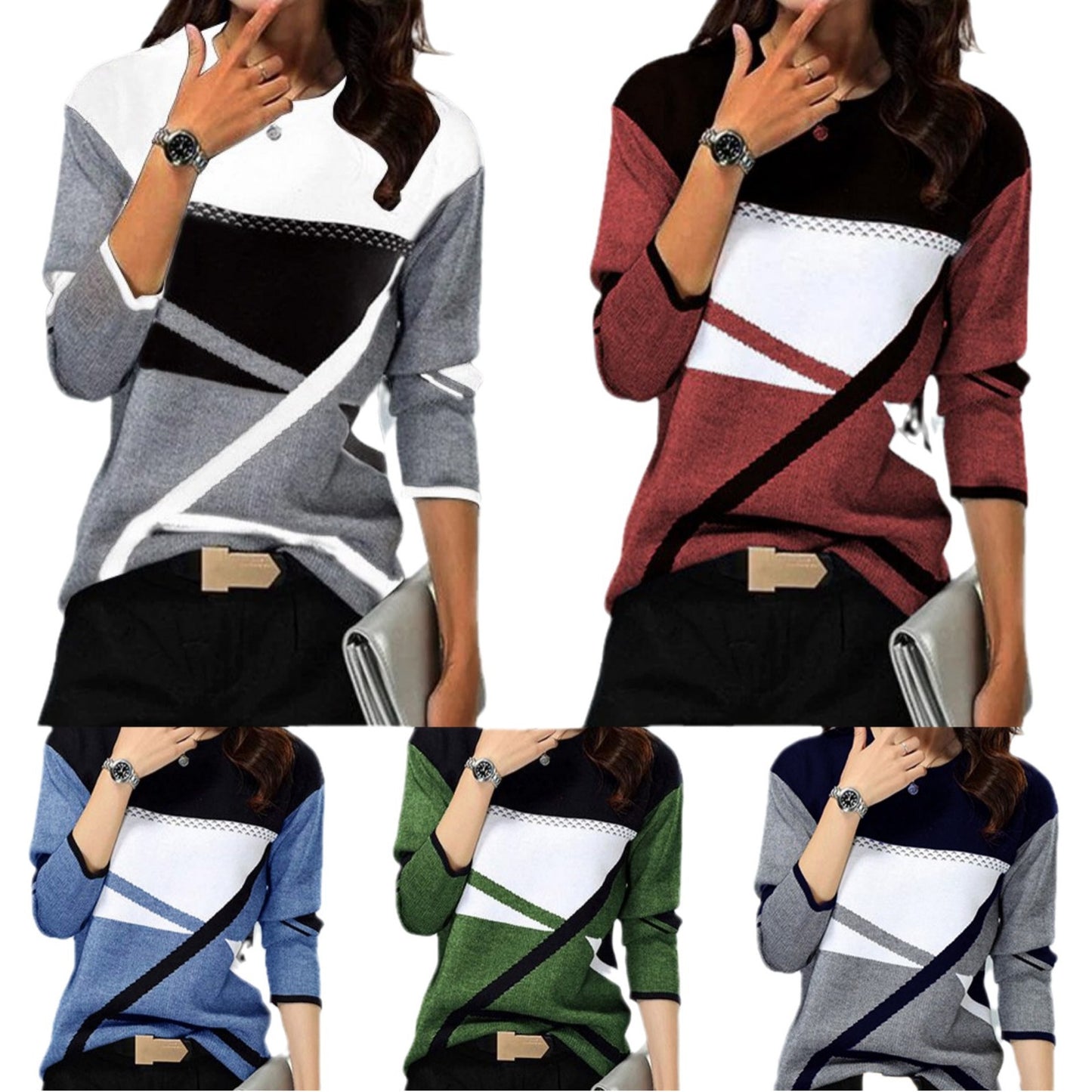 Women's Supports Various Contrast Color Positioning Printed Blouses