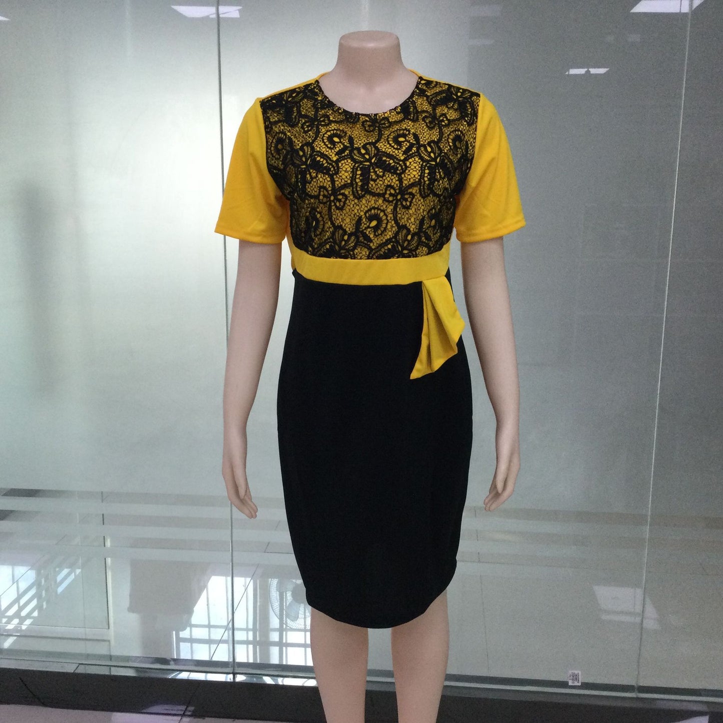 Women's Lace Stitching Dress Commuter Two-piece African Dresses