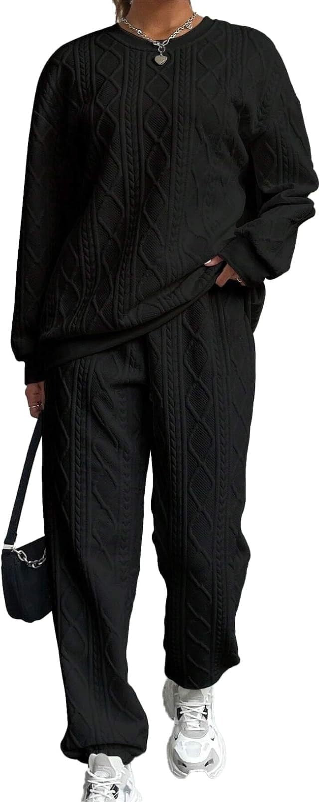 Women's Fashion Thread Jacquard Trousers Casual Two-piece Suits