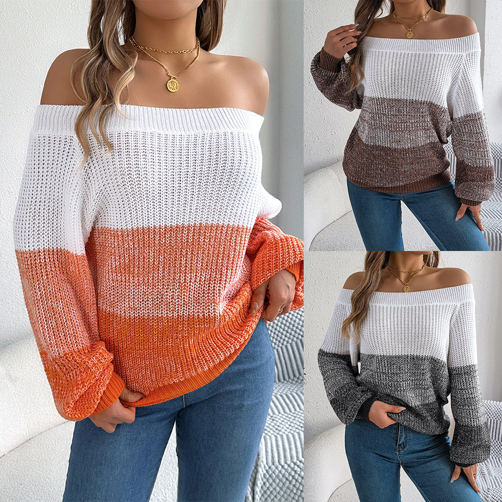 Women's Casual Multicolor Lantern Sleeve Pullover Clothing