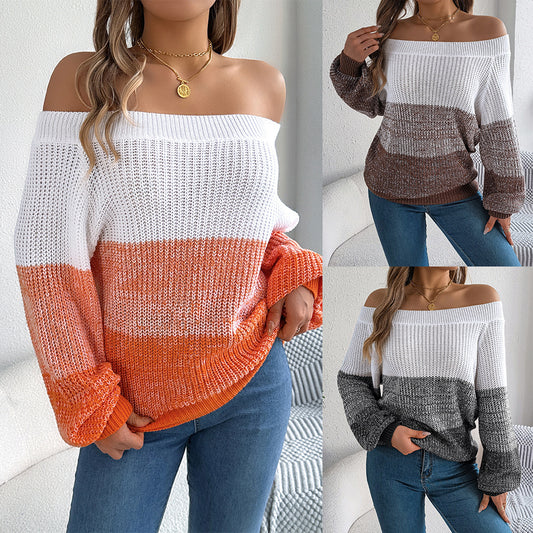 Women's Casual Multicolor Lantern Sleeve Pullover Clothing