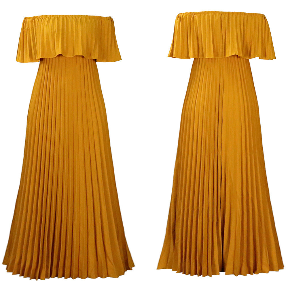 Glamorous Graceful Women's Sexy Pleated Maxi Dress
