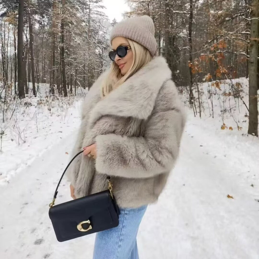 Women's Stylish Fashion Temperament Artificial Fur Coats