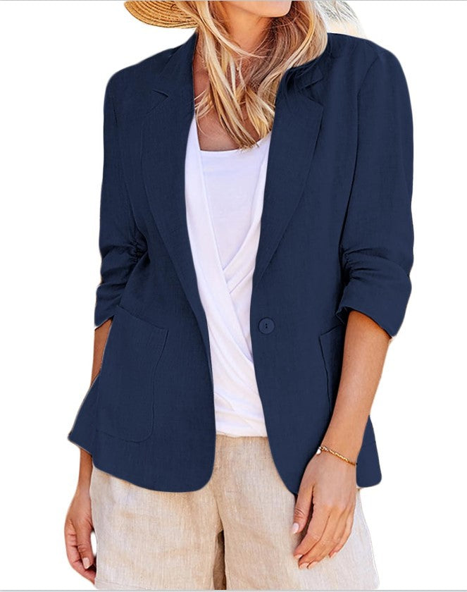 Women's Summer Temperament Sleeve Solid Color Collar Blazers