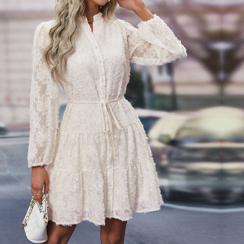 Versatile Popular Pretty Long-sleeved Jacquard Dress Dresses