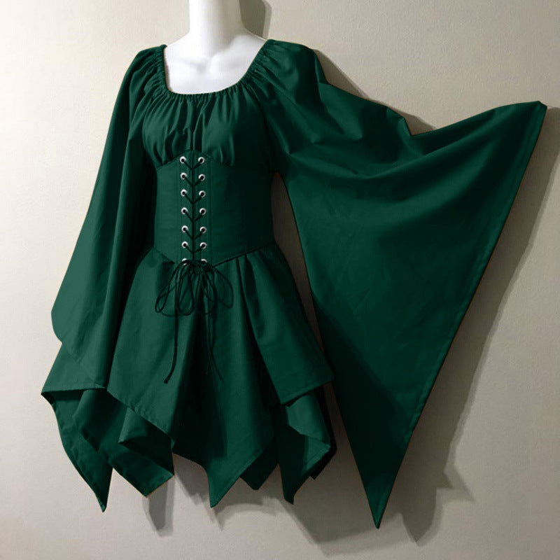 Medieval Renaissance Retro Trumpet Sleeve Long Dress