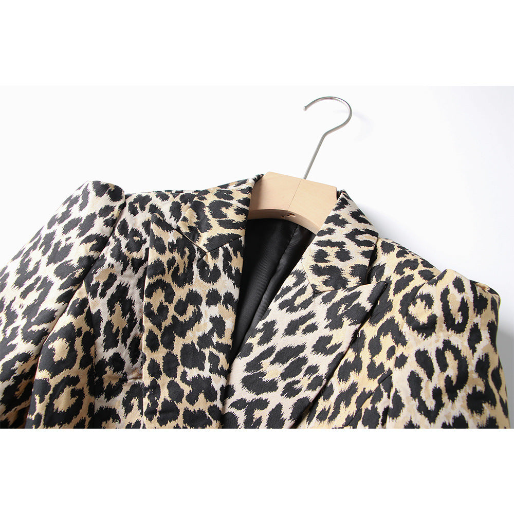 Retro Style Fashionable Fashion Leopard Print Blazers