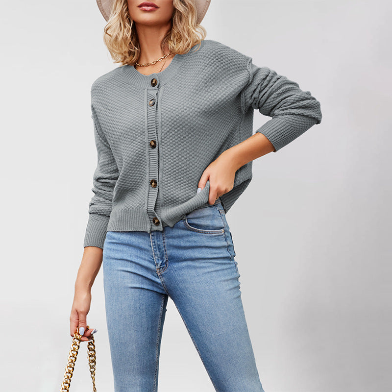 Women's Classic Knitted Single-row Button Commuter Sweaters
