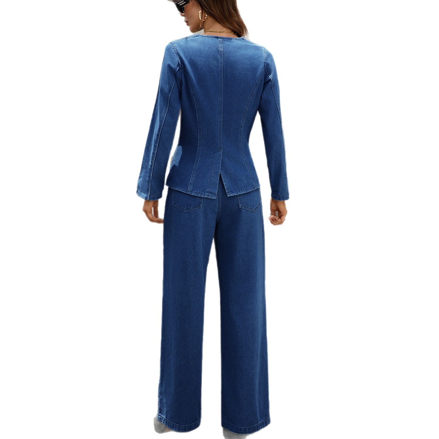 Wash Long Sleeve Fashion Casual Denim Suits