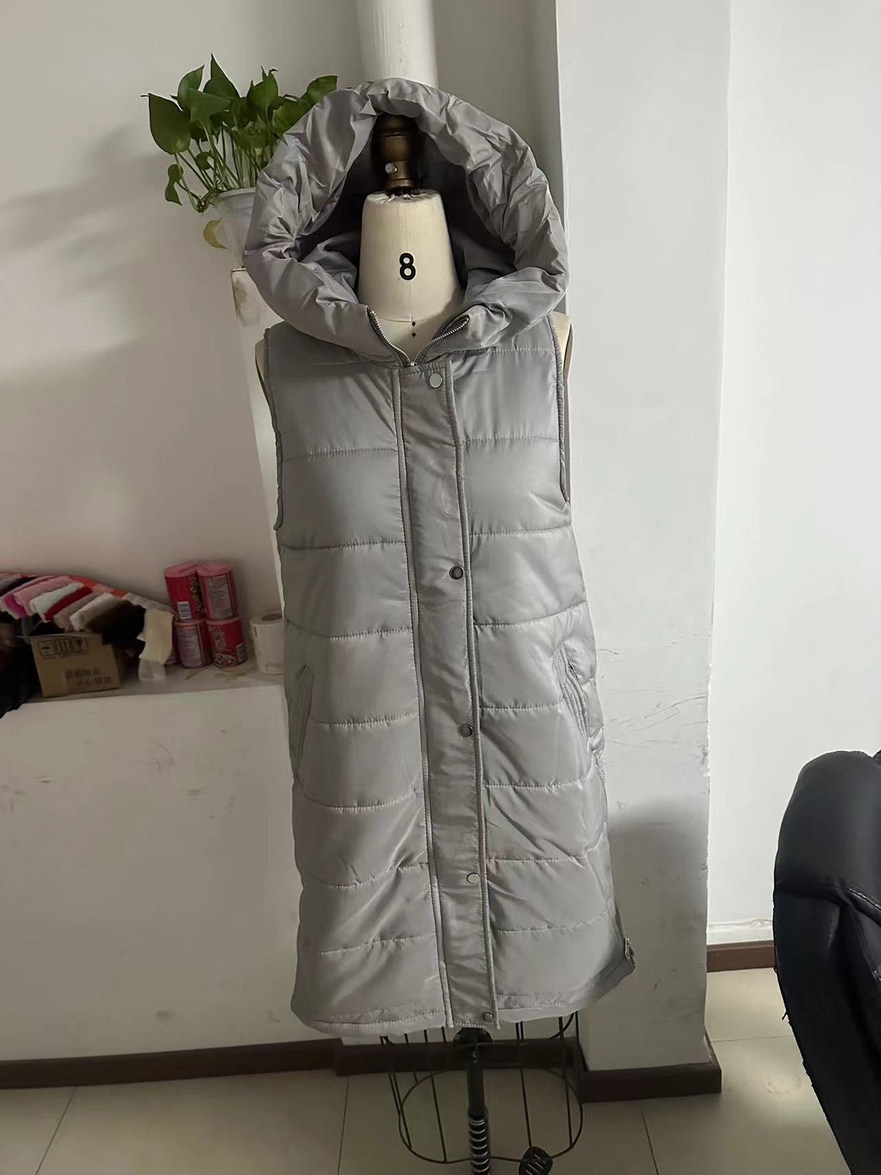 Long Cotton Casual Fashion Single-breasted Sleeveless Woman Coats