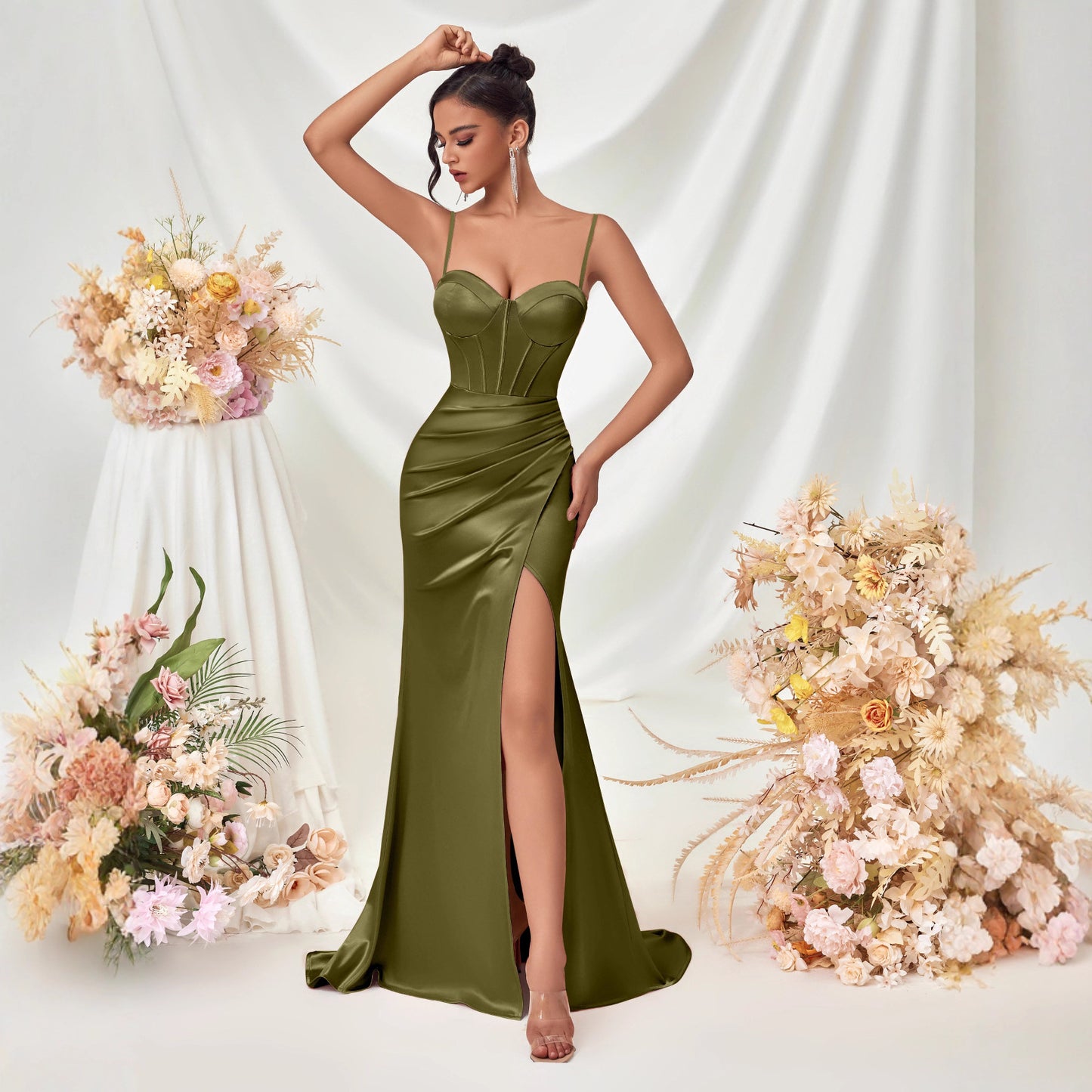 Bandeau Sexy Slit Long Dress Sling Slim Dresses