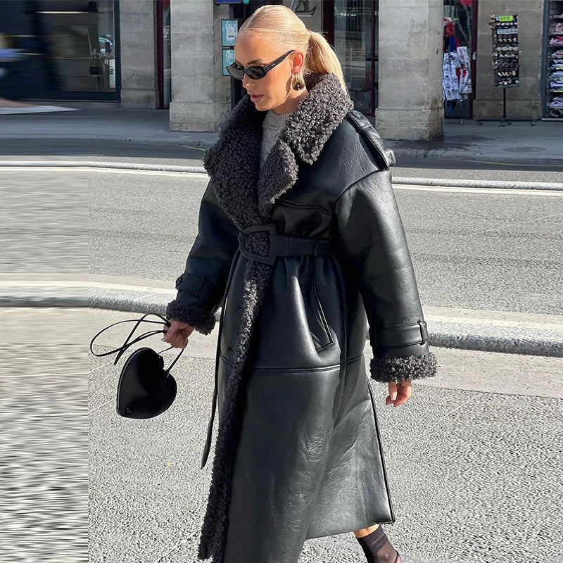 Women's Trench Elegant Long Lapel Sleeve Belt Coats