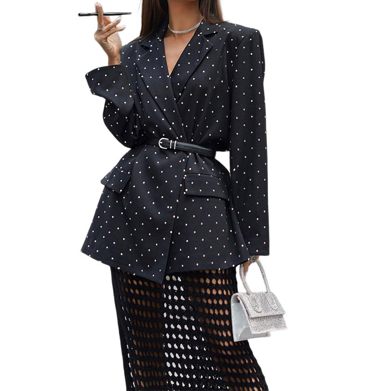 Women's Spring Fashionable Elegant Polka Dot Lapel Blazers