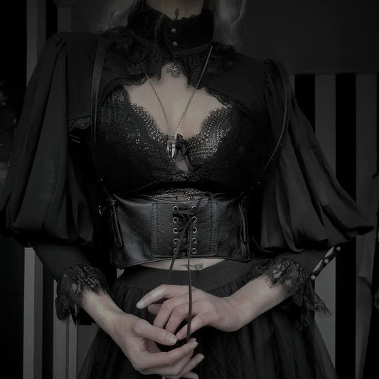 Women's Lace Edge Design Dark Palace Style Coats
