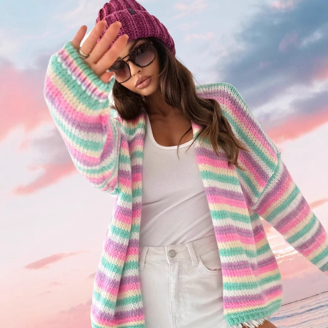 Knitted Retro Crew Neck Long Sleeve Sweaters