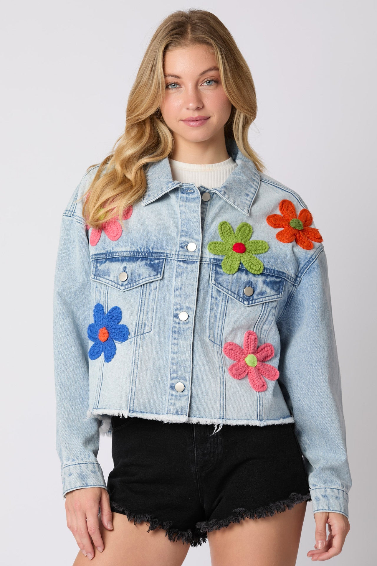 Women's Three-dimensional Decoration Denim Long-sleeved For Jackets