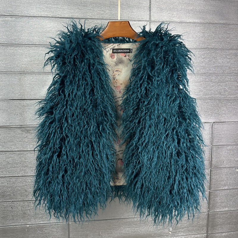 Women's Sheep Fur Environmental Protection Artificial Wool Coats