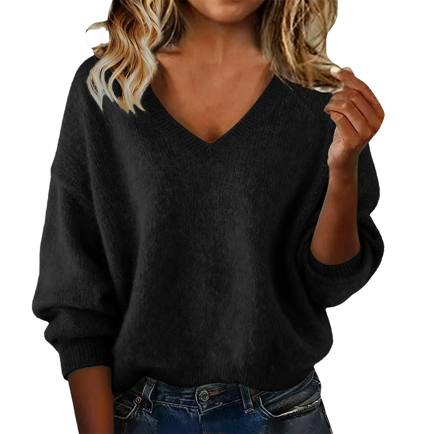 Women's Fashion Soft Loose Solid Color Casual Long Sweater