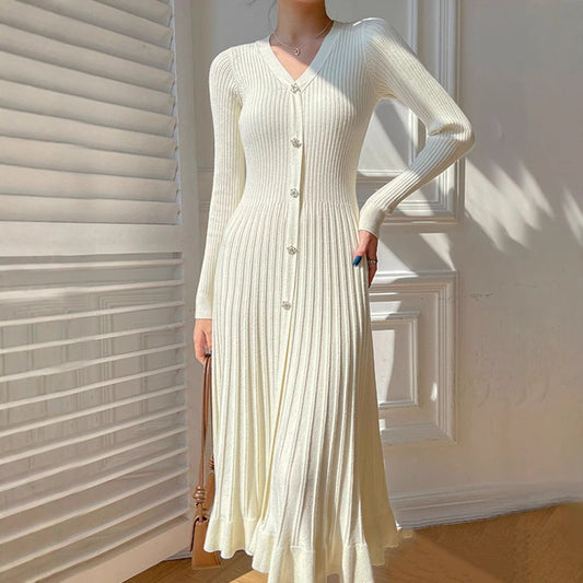 Women's Fashionable Knitted Long Group Elegant Slimming Dress