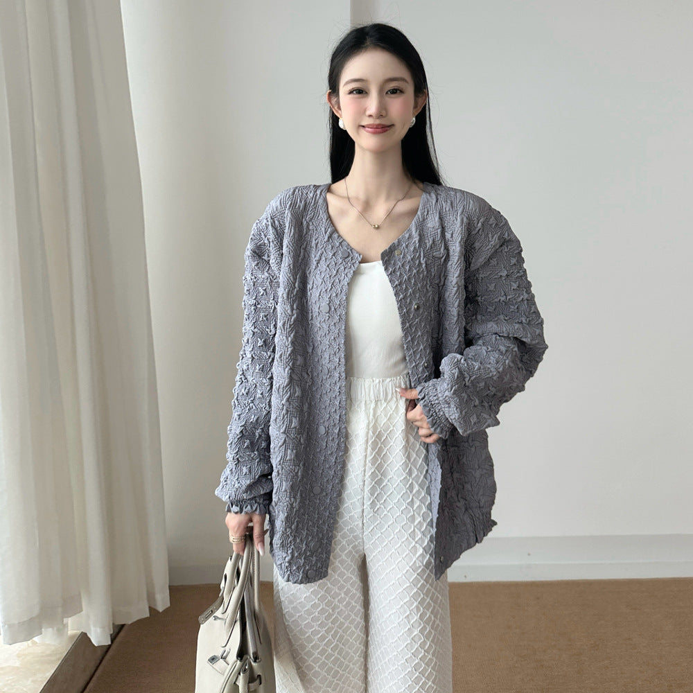 Pleated Baseball High Sense Counter Basic Style Coats