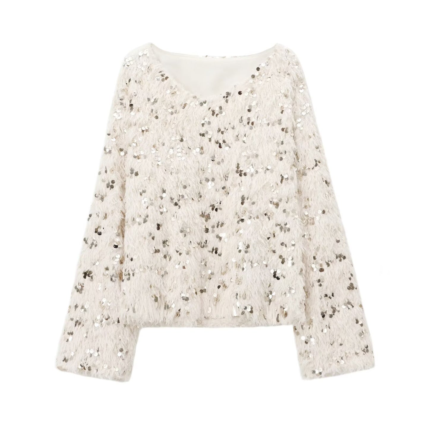 Women's Spring Sexy Sequined Feather Pullover Sweaters