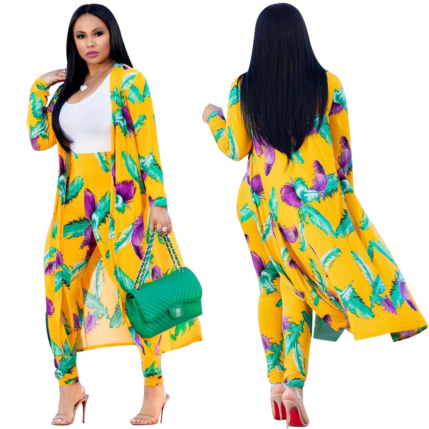 Print Long Sleeve Two-piece Set Nightclub Suits