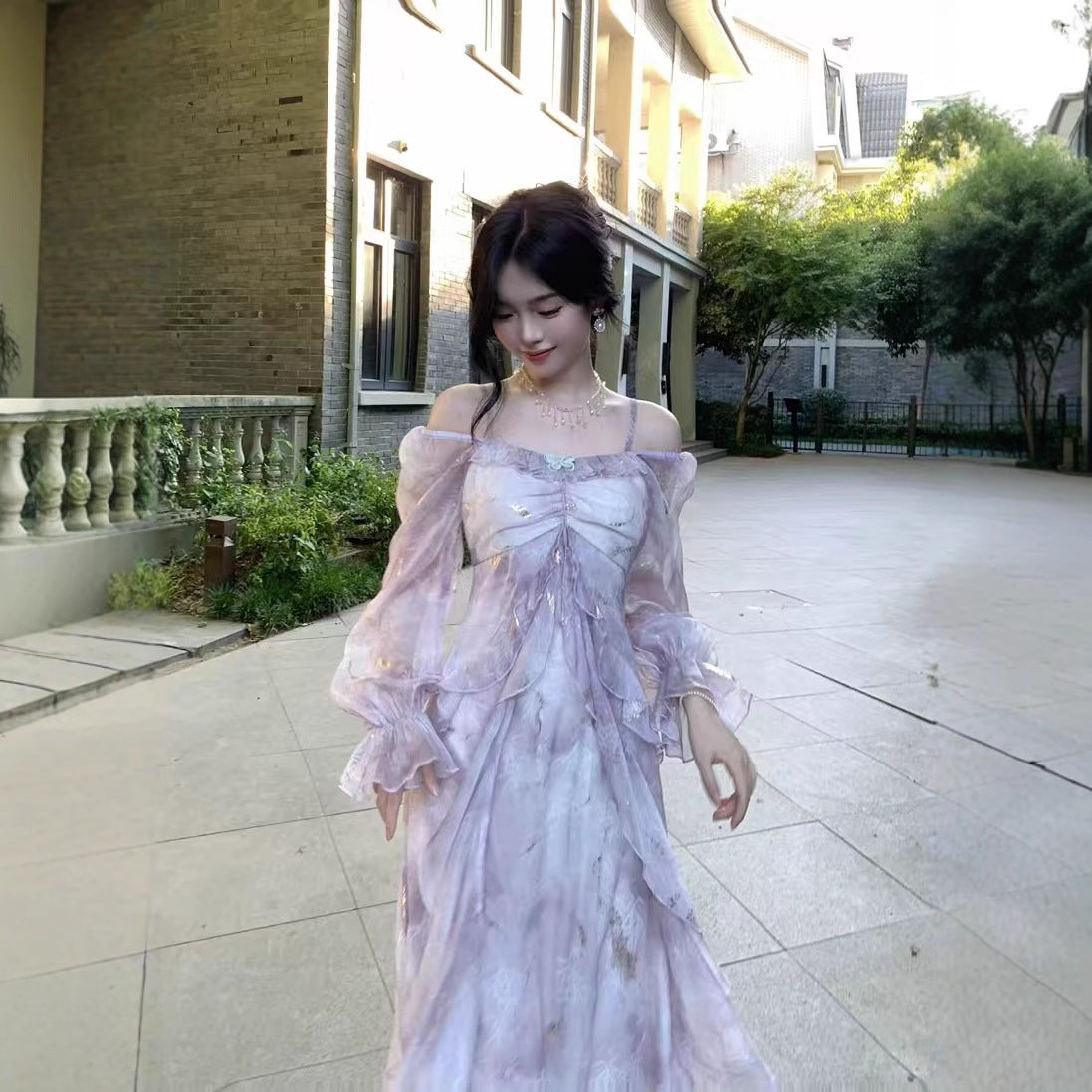 Holiday Show Temperament Fairy Purple Blooming Dresses