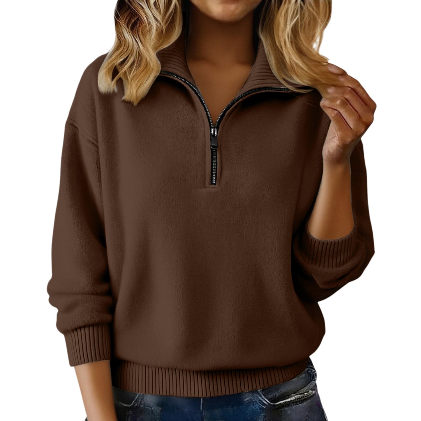 High Collar Loose Solid Color Pullover Sweaters