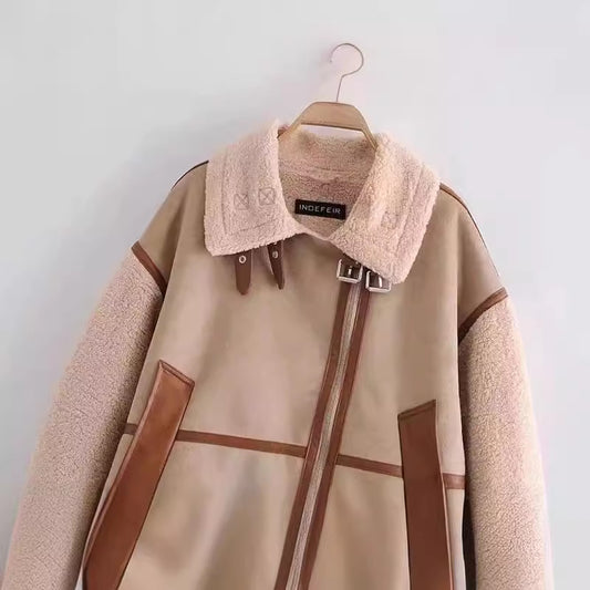 Women's Stitching Fur Early Spring Style Elegant Jackets