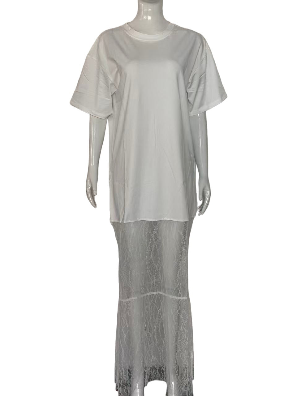 Women's Round Neck Stitching Lace Summer Niche Goddess Sweaters