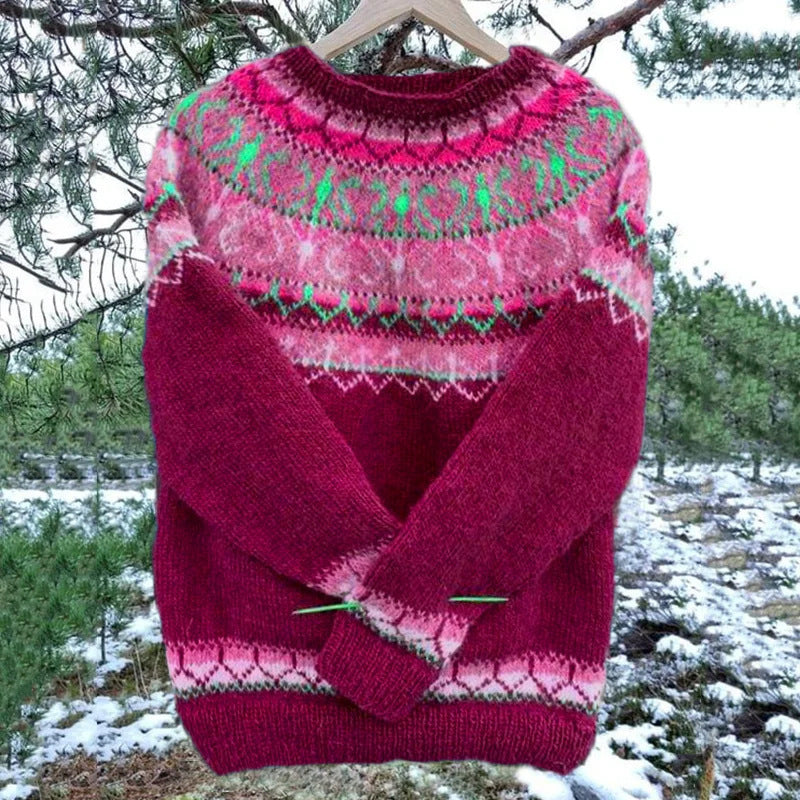 Women's Round Neck Multicolor Loose Fashion Pullover Sweater