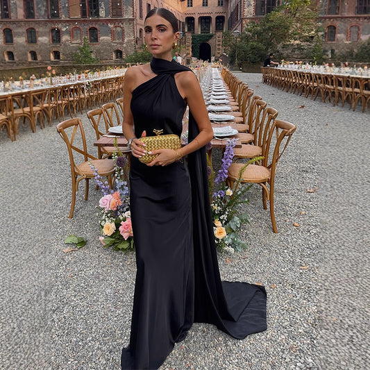 Summer Elegance Sleeveless Halter Ribbon Long Dresses