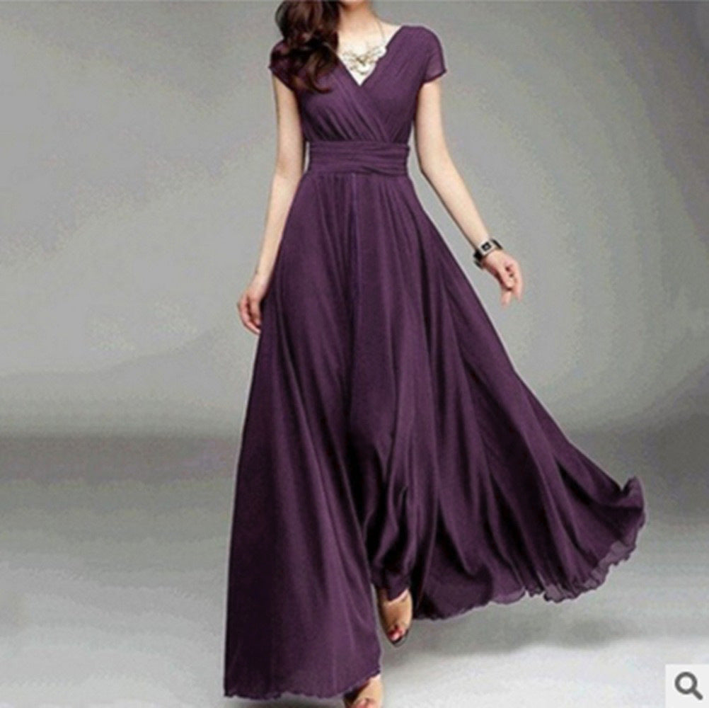 Sleeve Bohemian Chiffon Slim Looking Belly Dress