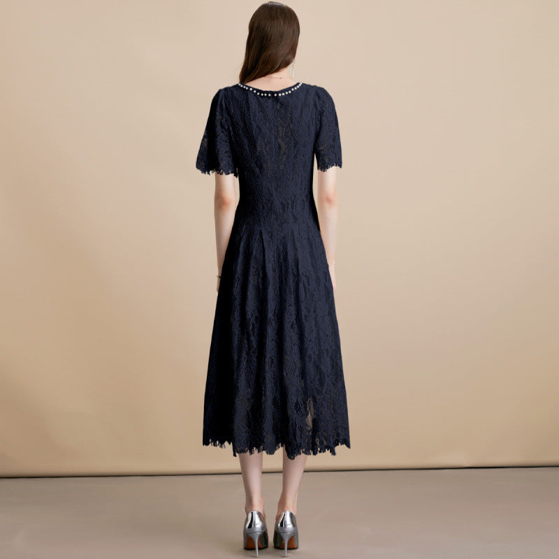 Women's Summer Rhinestone Round Neck Sleeve High-grade Dresses