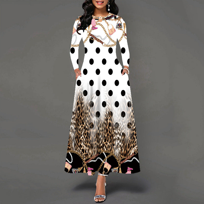 Women's Dress Loose Long Sleeve High Waist Dresses