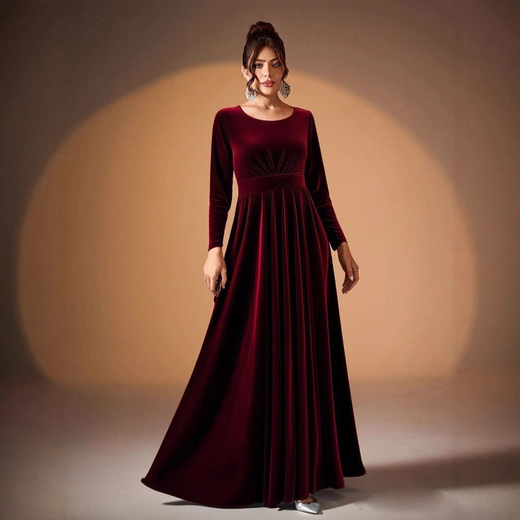 Fashion Attractive Women's Long Sleeve Pleated Dress