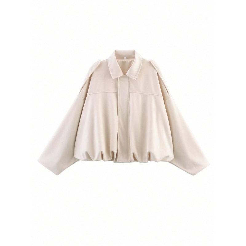 Women's Spring Suede Texture Lapel Bomber Jackets