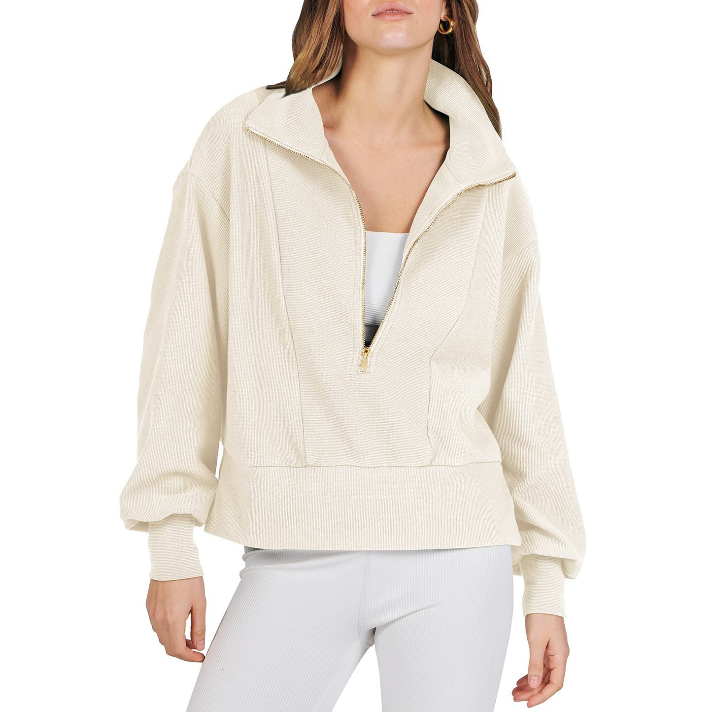 Women's Zipper Pullover Long Sleeve Sweatshirt Casual Women's Sweater, Sweater